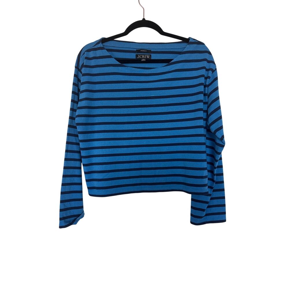 J. Crew Cropped Boatneck T-shirt in Mariner Cotton, M